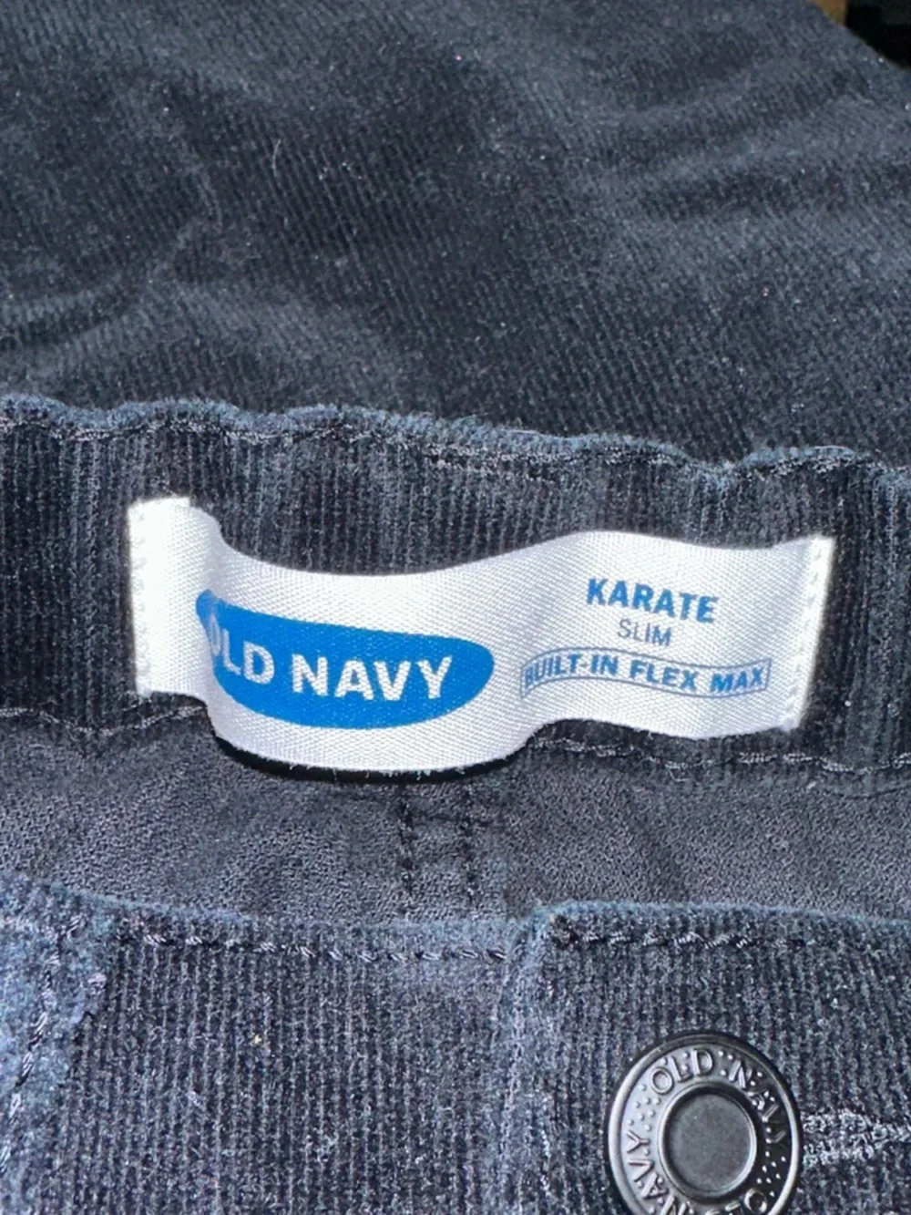 kids Old Navy Black Corduroy Pants karate slim built in flex max size 7